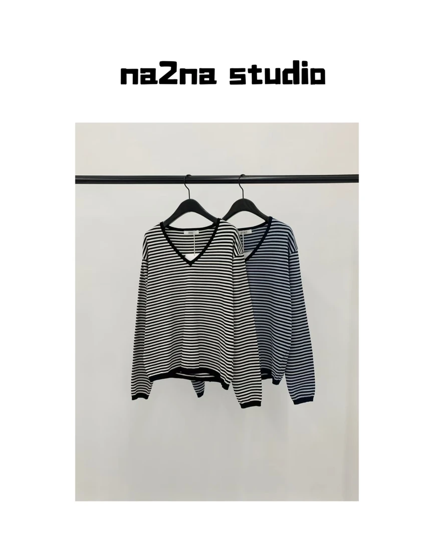 na2na 东大门 ob v领条t（不支持退货）