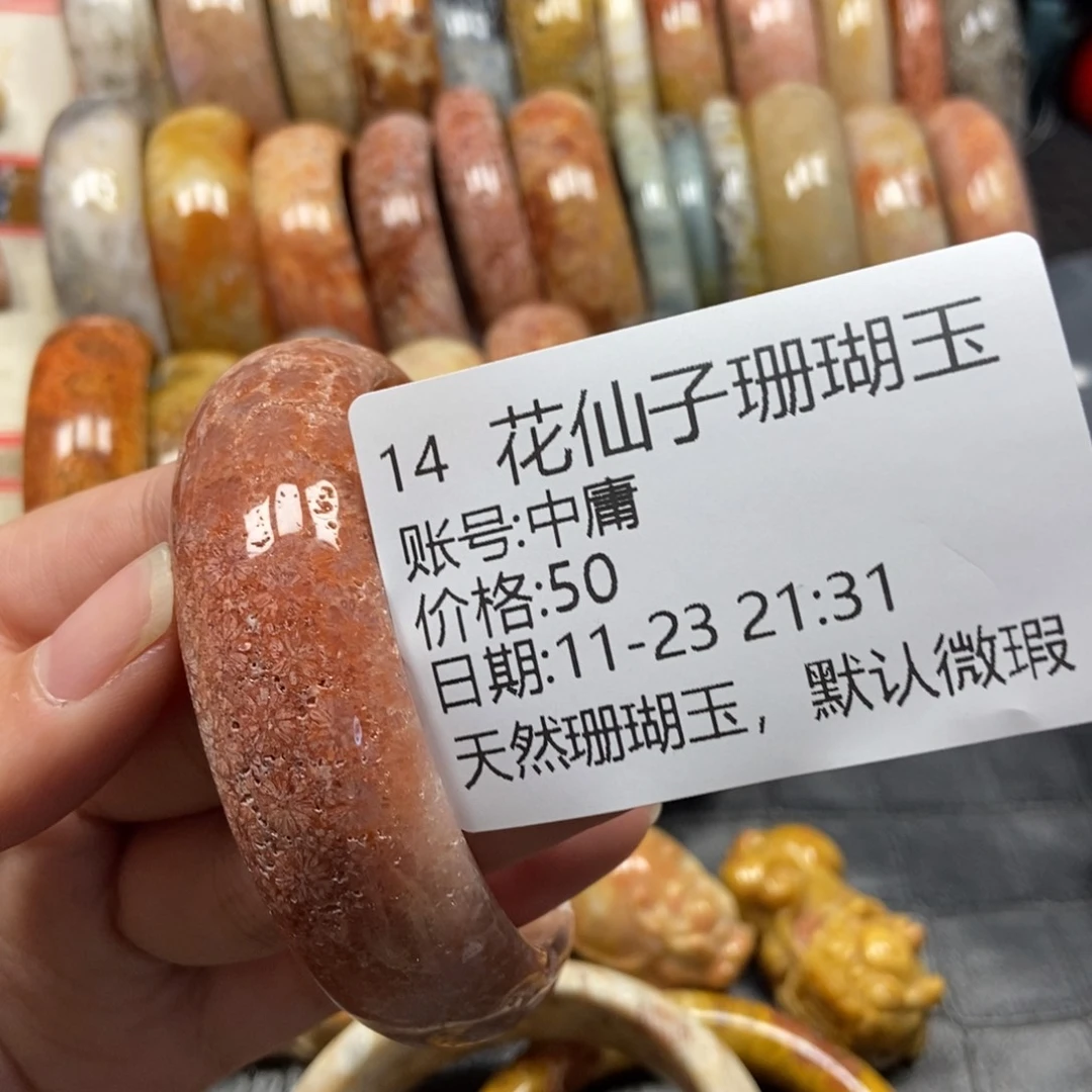 中***庸硅化珊瑚（珊瑚玉）未镶嵌珠宝半成品14