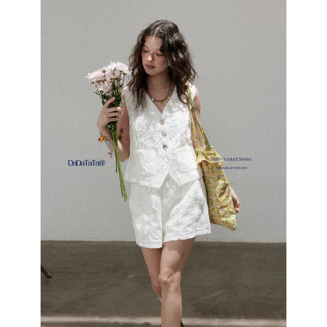 晶咕白标DADATATA 【巴勒莫盛夏】100棉马甲短裤套装