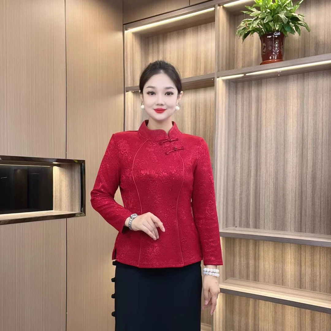 新中式（柳腰束素）减龄显瘦妈妈装时尚国风中老年盘扣单件上衣