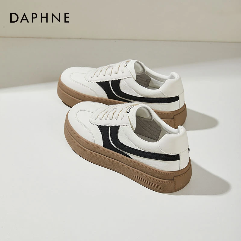 达芙妮复古厚底德训鞋子女款爆款2025新款春秋百搭小白鞋休闲板鞋