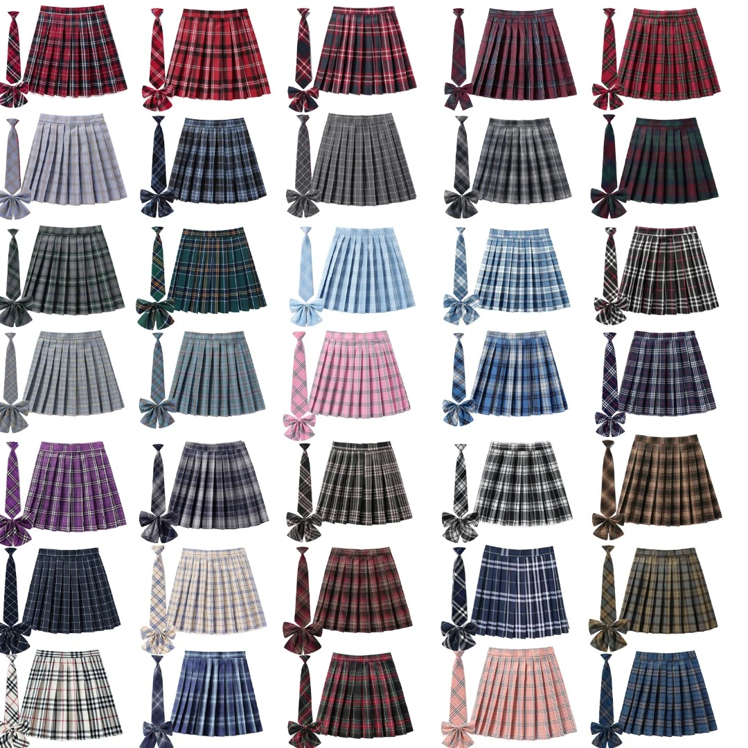 43CM裙长现货格子JK制服百折高腰短裙百褶合唱演出校服班服半身裙