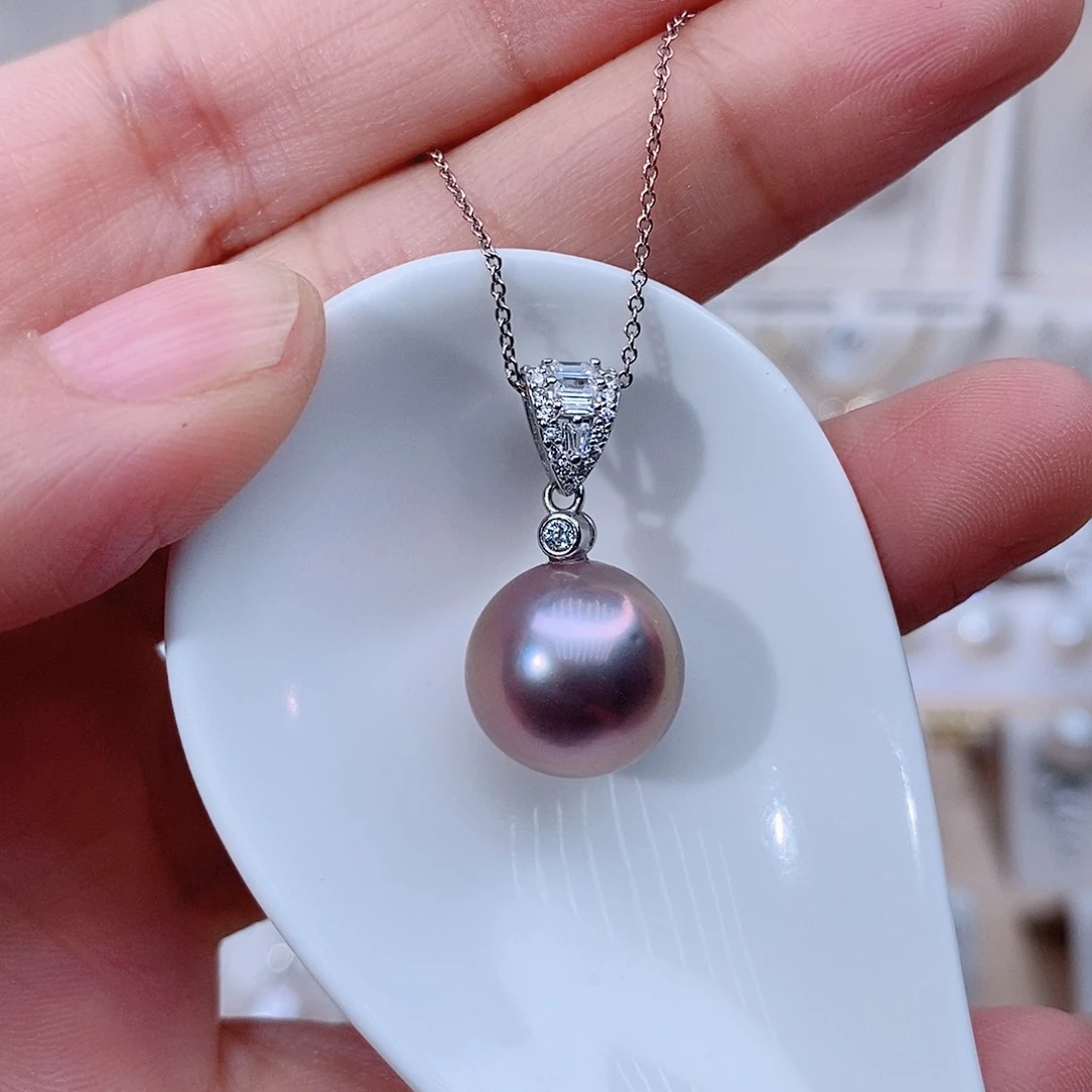 项链银S925镶嵌淡水珍珠