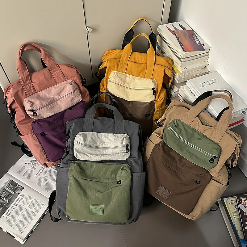 韩系ins撞色户外登山包通勤背包大学生书包双肩包小众设计旅行包