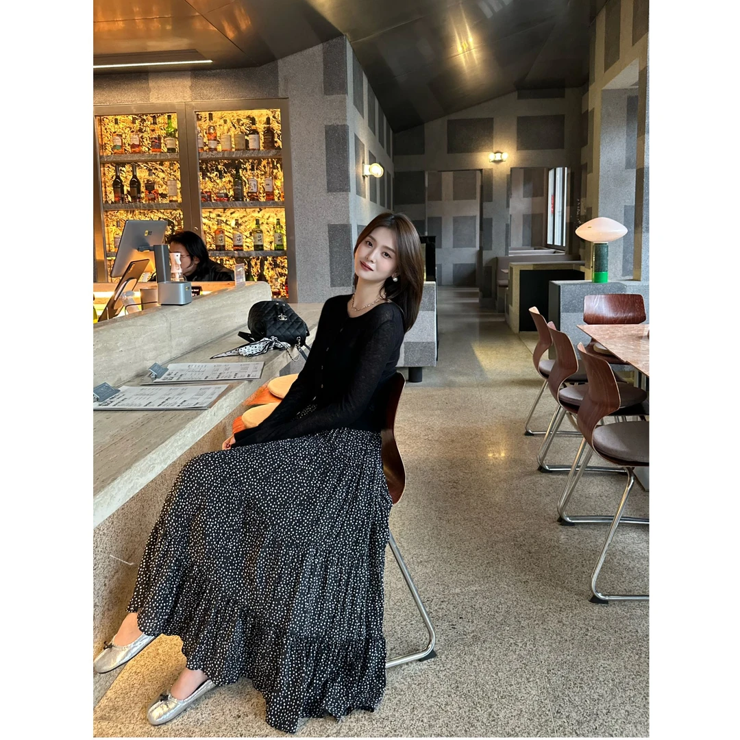 D212286TF春夏设计感碎花大摆裙高腰中长半身裙