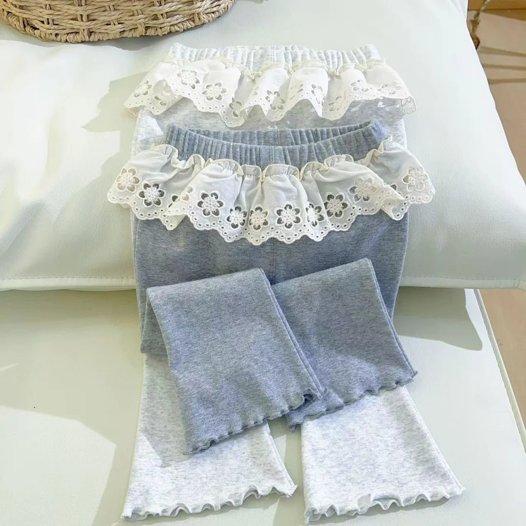 【BaoBao】春款百搭可爱花边打底喇叭裤25908