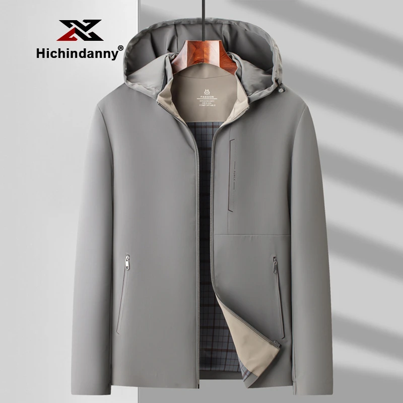 HICHIN男士运动夹克春秋季免烫抗皱新款商务休闲连帽设计时尚外套