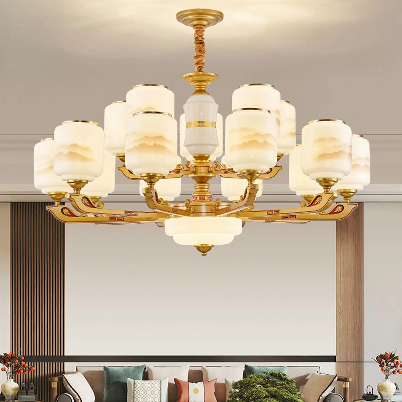 新中式吊灯客厅灯中国风广东现代大气奢华卧室商用复式楼中山灯具