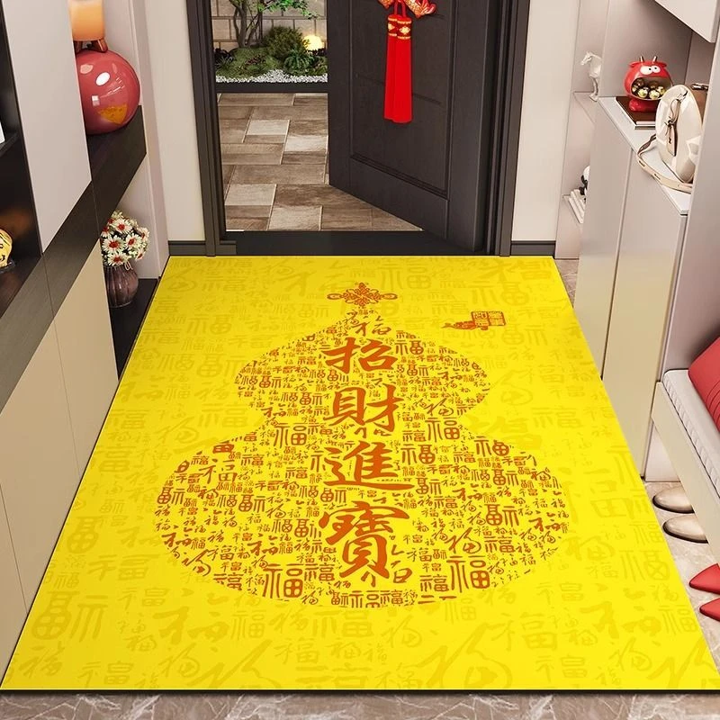 金色中式葫芦防滑家用门垫风水地毯黄色地垫进户门口脚垫