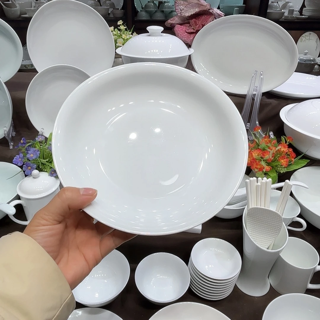 陶高白瓷8寸深盘6个