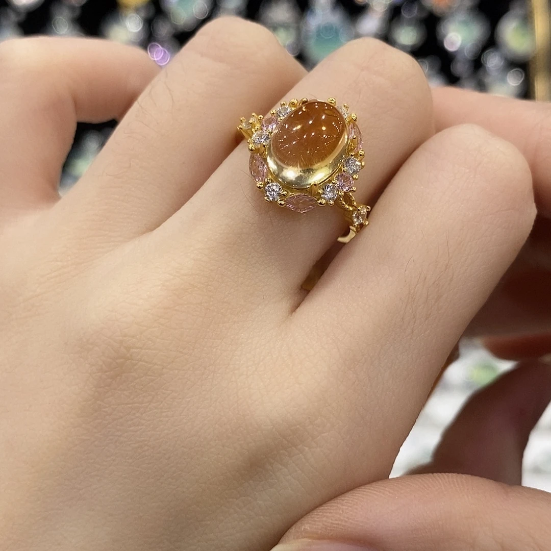 黄晶银S925镶嵌戒指