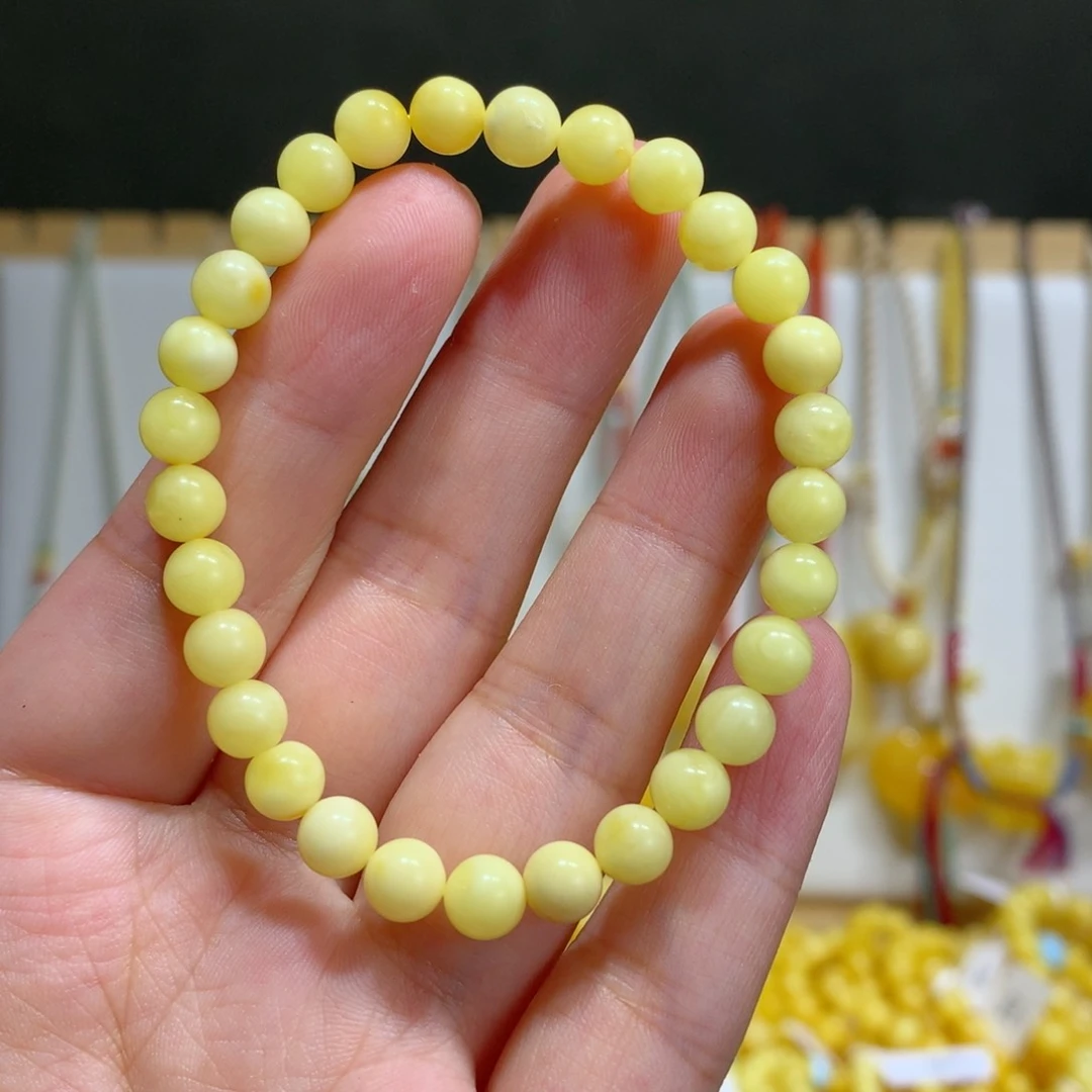 未镶嵌琥珀手链特价瑕疵6mm