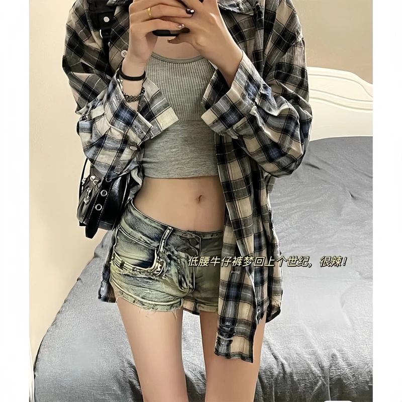 美式复古水洗辣妹柳丁低腰牛仔超短裤夏季新款显瘦包臀热裤子潮