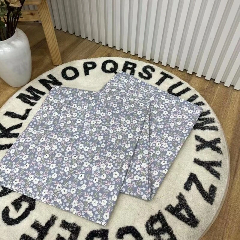 细纹粗布三件套--樱花浪漫灰