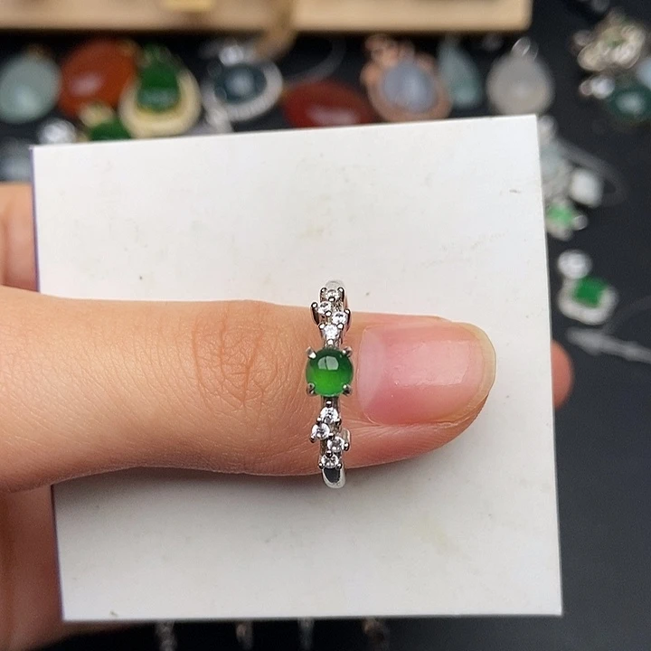 翡翠银S925镶嵌戒指