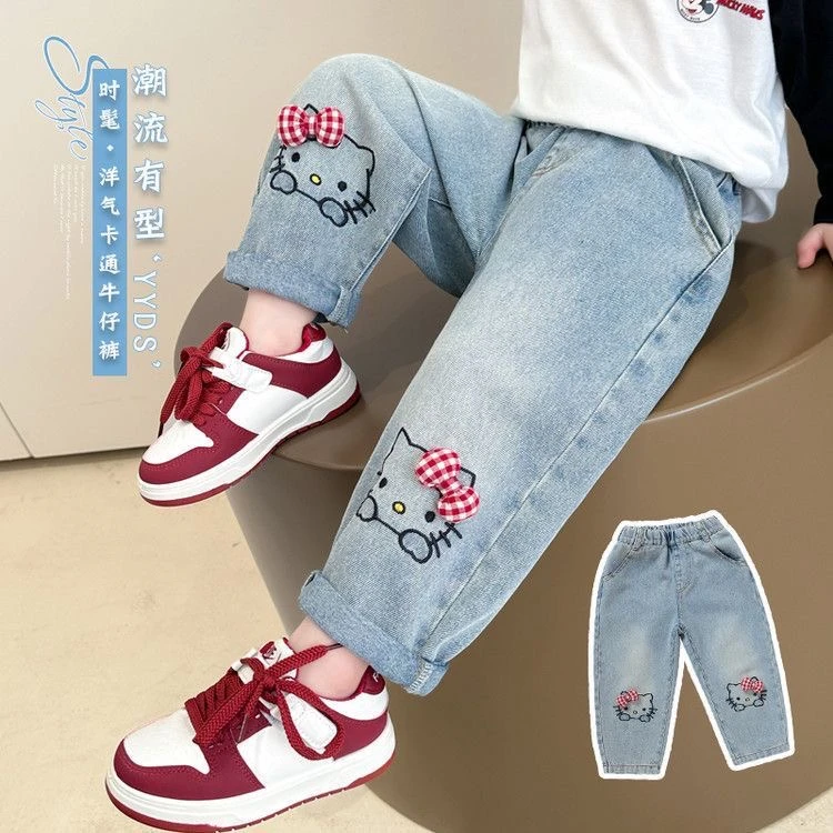 女童外穿洋气春秋季软牛仔裤宽松宝宝2025新款时髦裤子休闲春秋