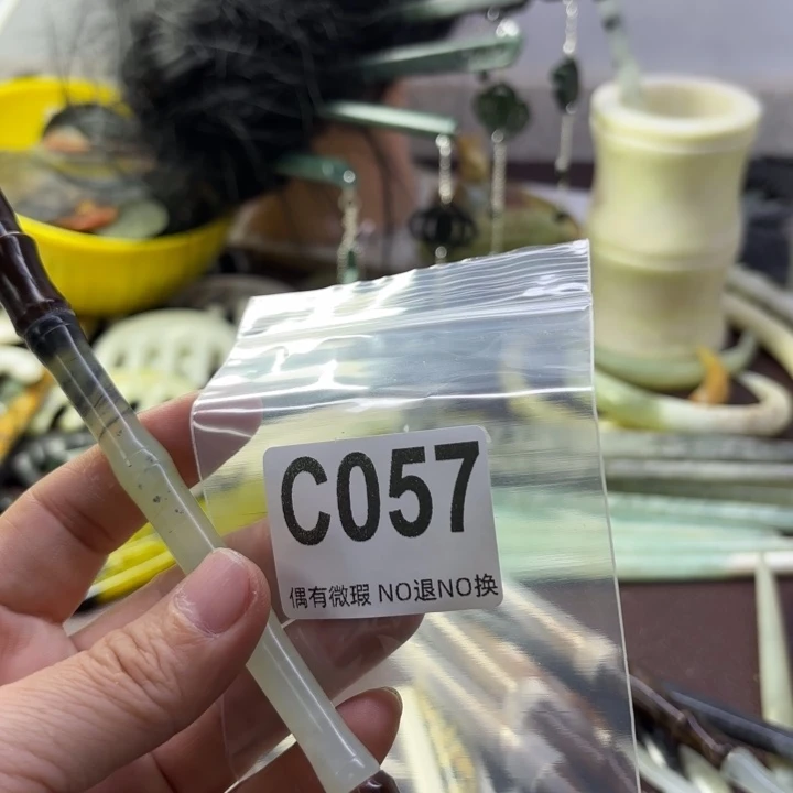 蛇纹石玉发饰合金无****耳
