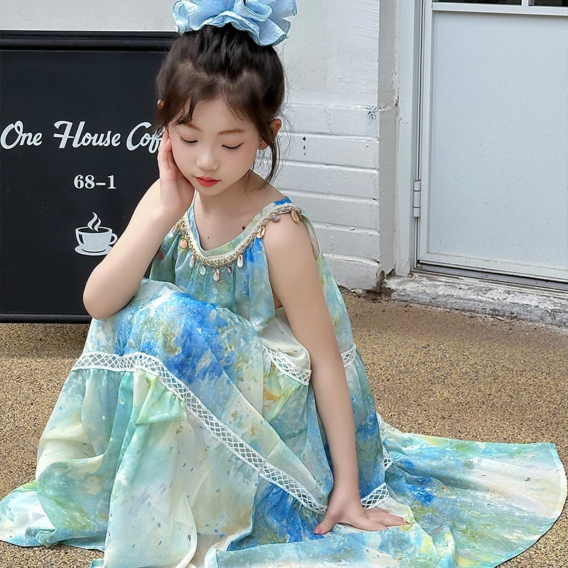 女童连衣裙夏2025新款女大童夏季公主吊带裙儿童夏装波西米亚裙子
