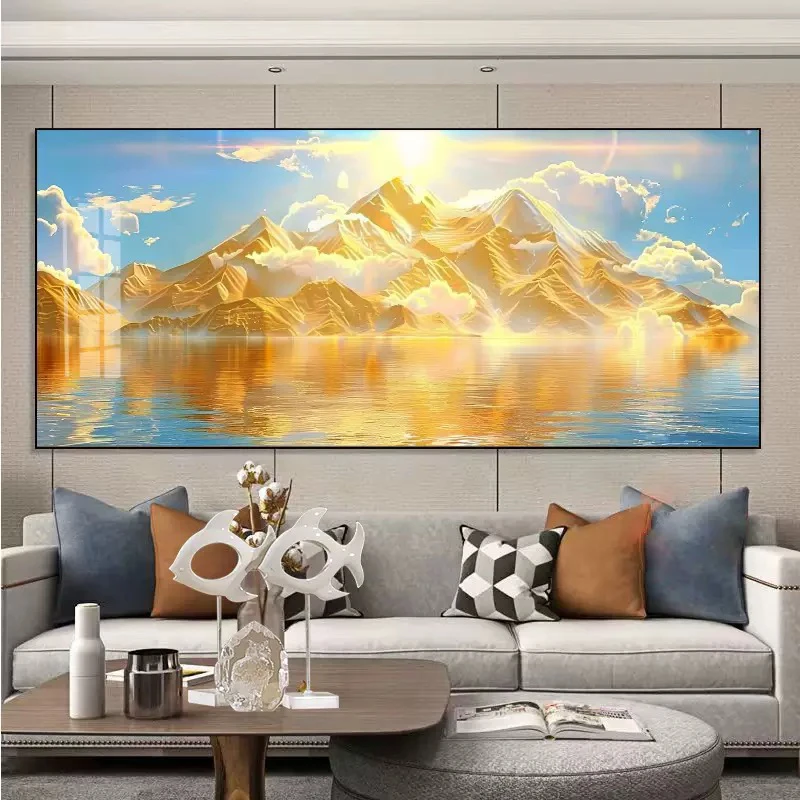 日照金山钻石画满钻背靠金山靠山招财客厅办公室装饰画手工diy点