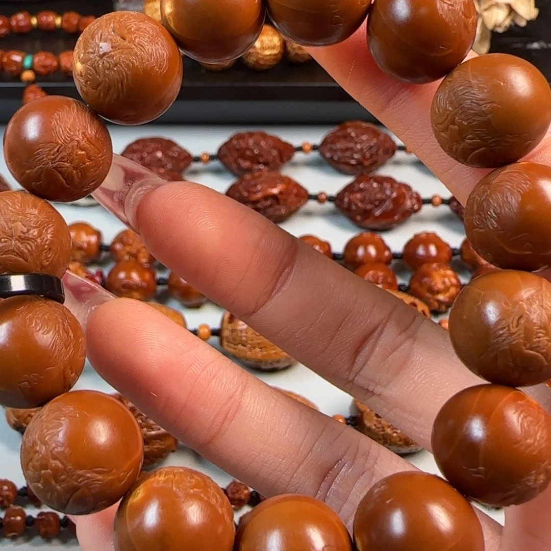 橄榄核手串/手链尺寸1.5铁核薄衣雕钟馗手串