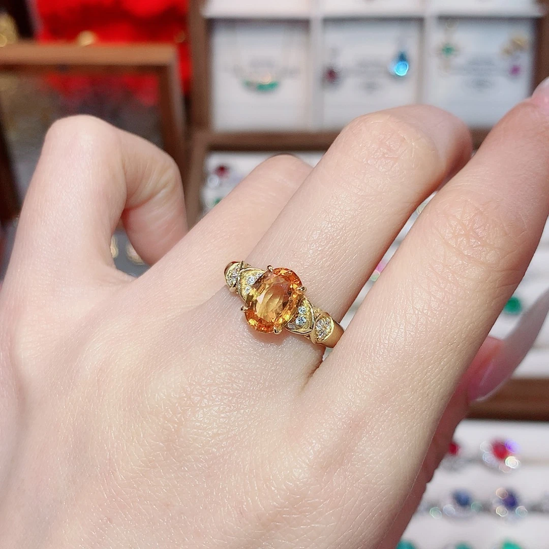 戒指彩色蓝宝石18K金镶嵌1.96ct/天然宝石/七天无理由