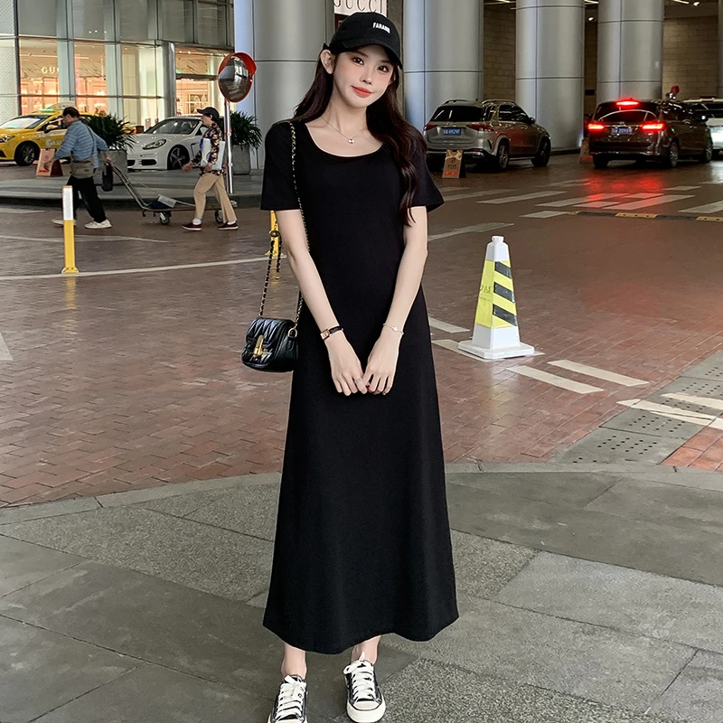 轻奢小众高级感女装宽松休闲慵懒风显瘦长款打底长裙气质连衣裙子