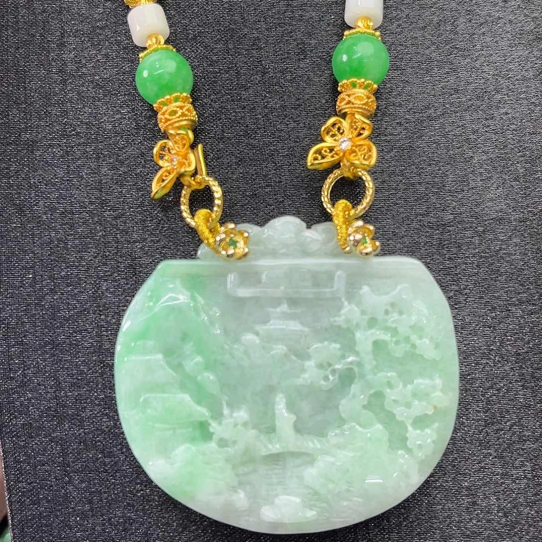 翡翠合金吊坠(赠链)国风