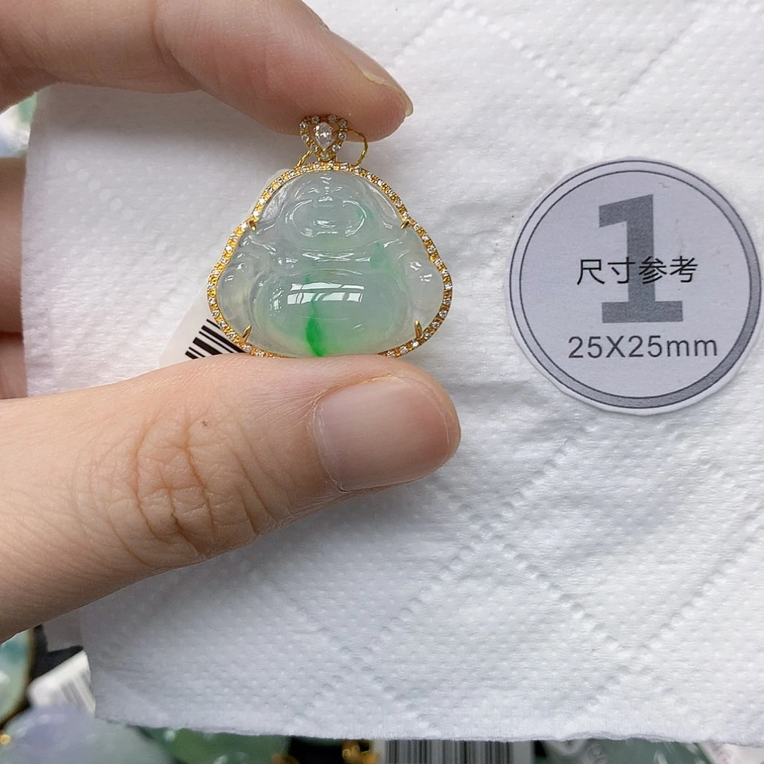 翡翠18K金镶嵌颈饰12356788999