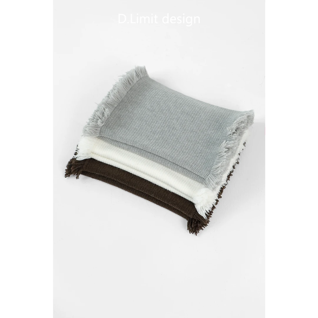 【D.Limit design】柔软设计款纯色流苏毛边围巾DLCY646