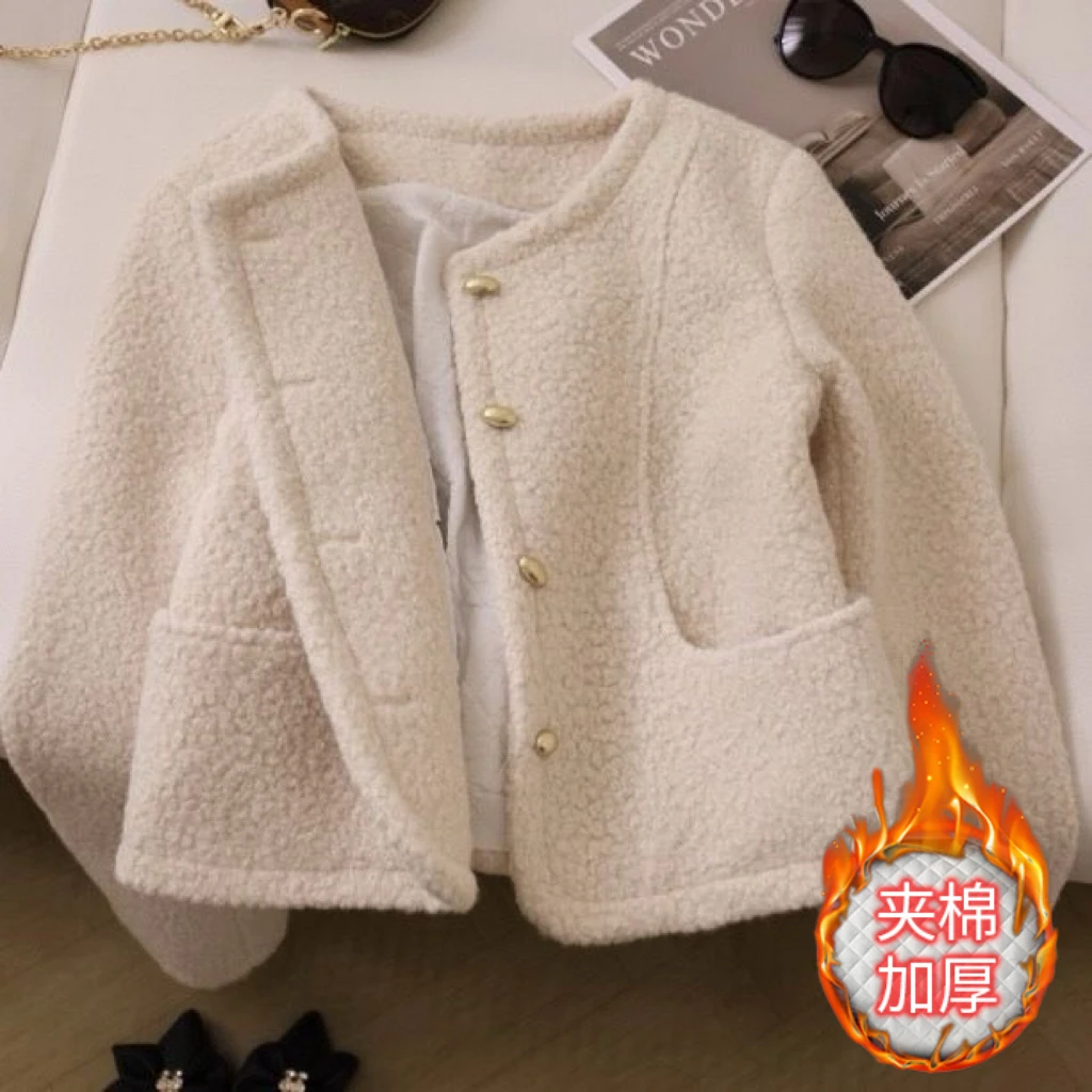 【当天发+运费险】毛呢内里夹棉小香风女士短外套冬季加厚上衣YN342