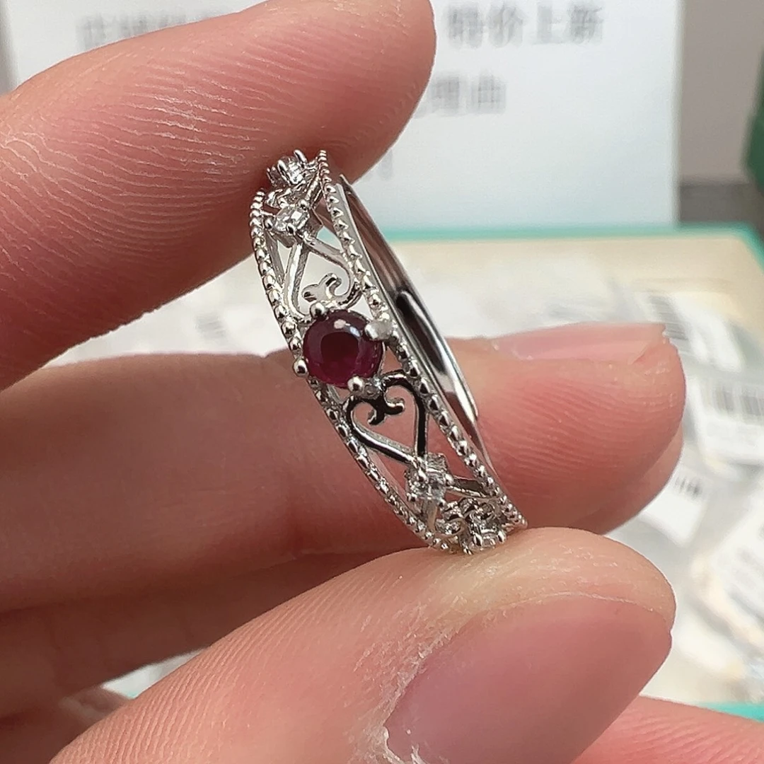银S925镶嵌戒指红宝石wy215