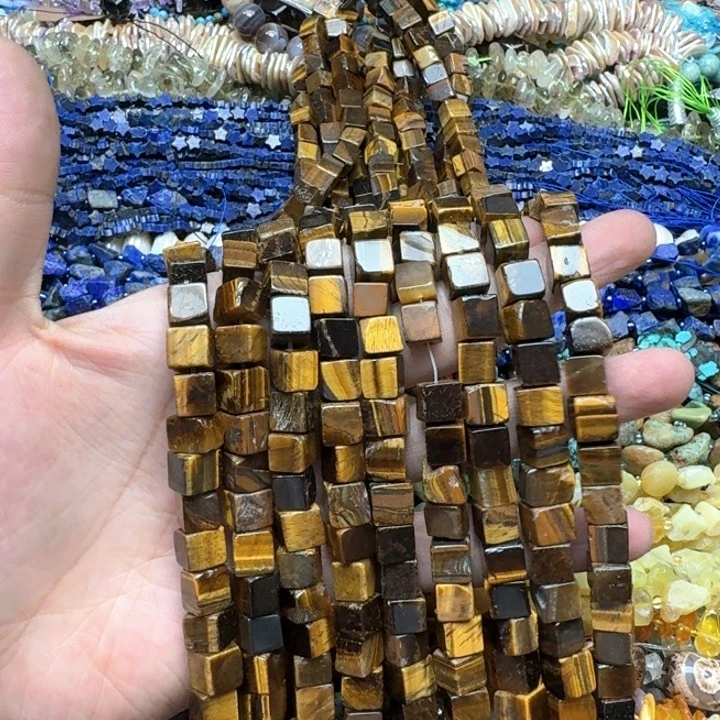合金玛瑙/玉髓珠宝半成品一条8mm虎眼方糖
