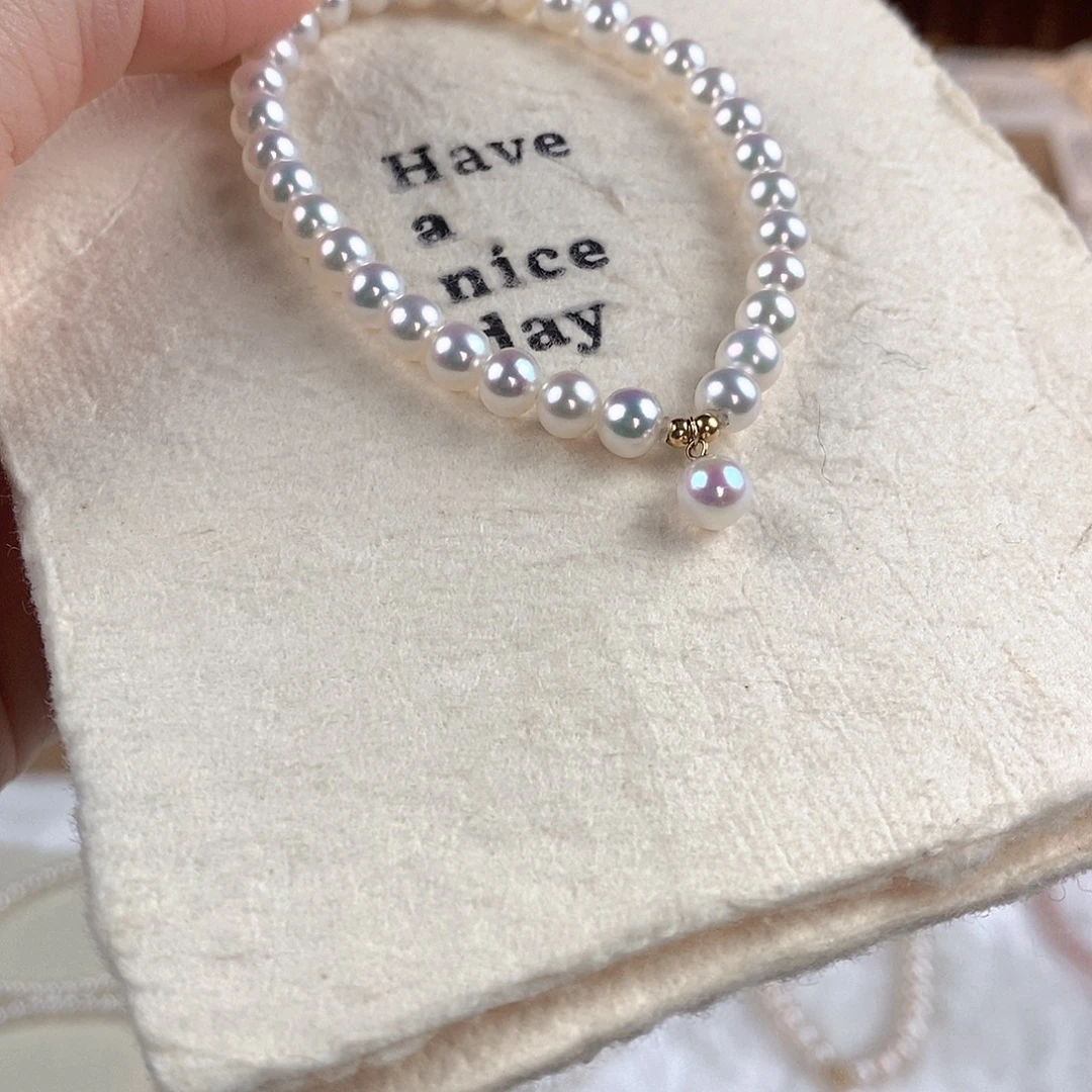 淡水珍珠18K金镶嵌手绳