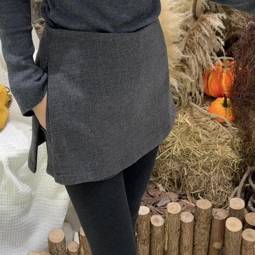 不规则开叉设计羊毛高腰显瘦防走光A字包臀半身裙女款