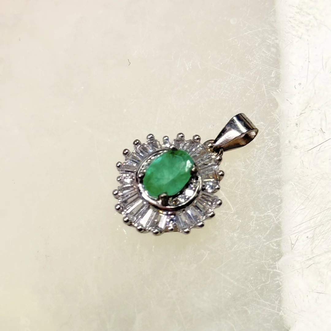 【六六中古】孤品精美s925祖母绿吊坠ty2985