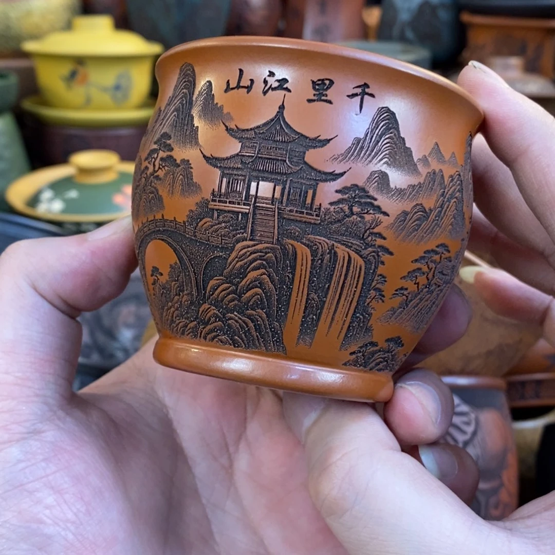 紫砂杯子宜兴全手工紫砂杯