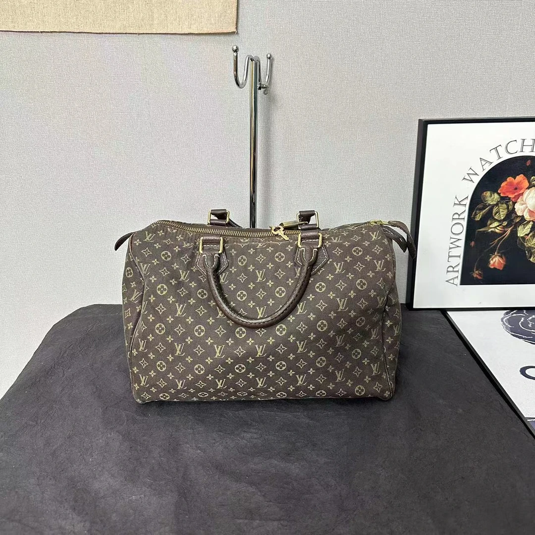 95新 LouisVuitton/路易威登 lv 丹宁speedy30波士顿手提包/