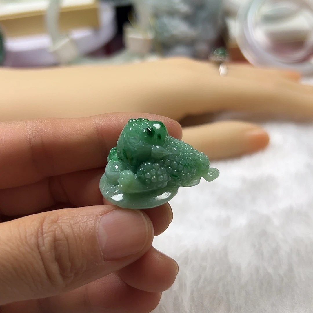 颈饰未镶嵌翡翠缅甸天然翡翠A货金蟾吊坠