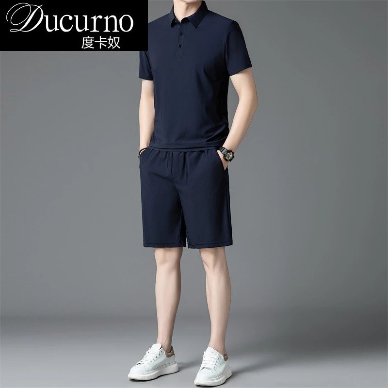 度卡奴人气款新潮单品！高端休闲套装潮流夏季大码短袖短裤两件套