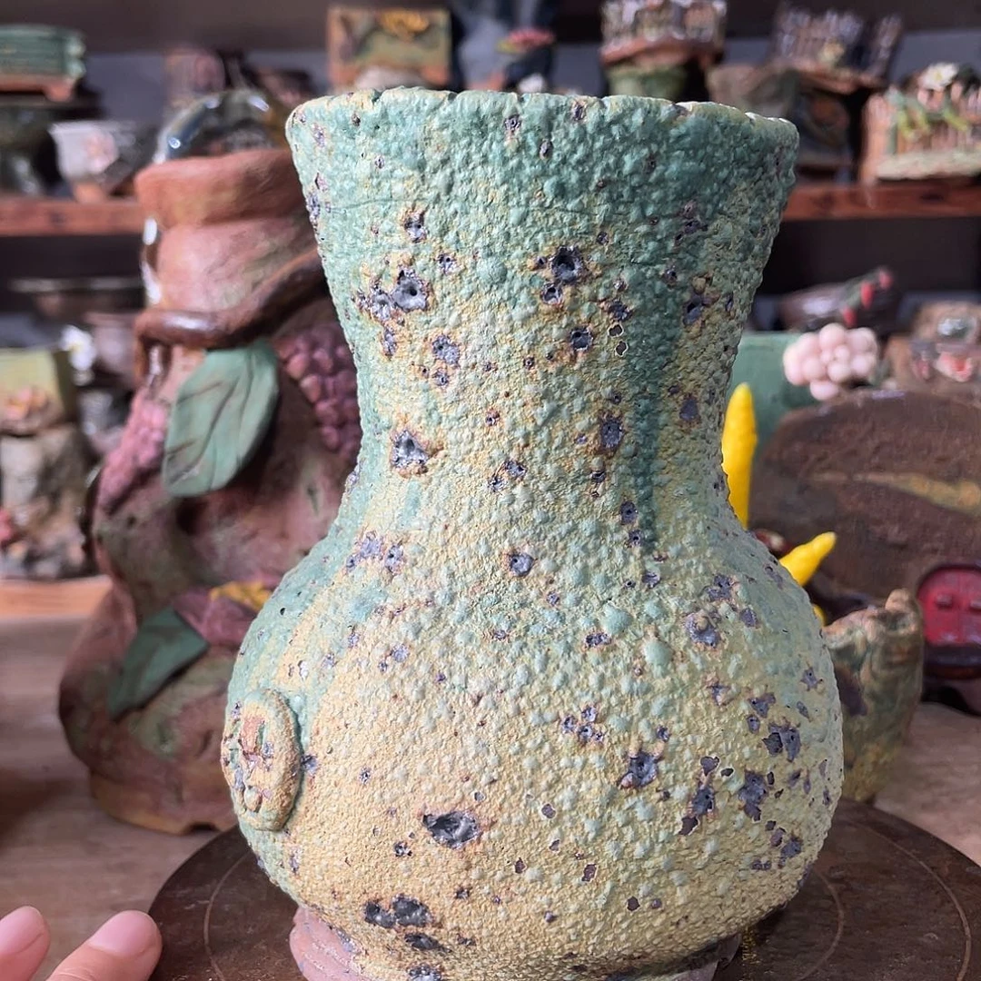 福利高温手工粗陶透气花盆