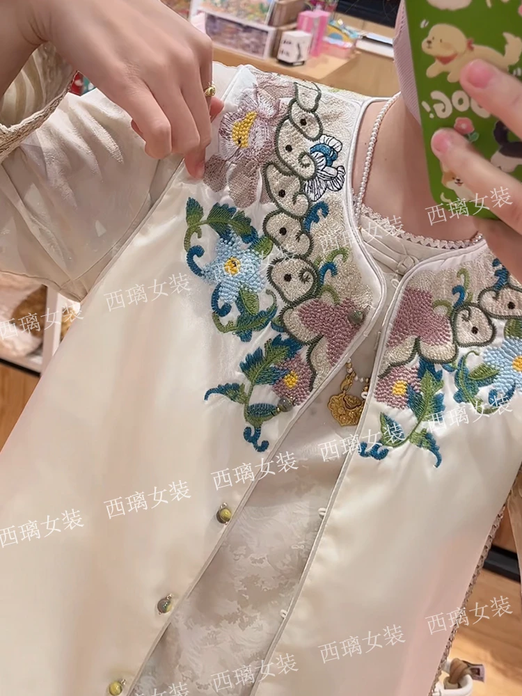 【璃花】春夏季新中式国风提花刺绣显瘦马甲马夹薄款时尚坎肩