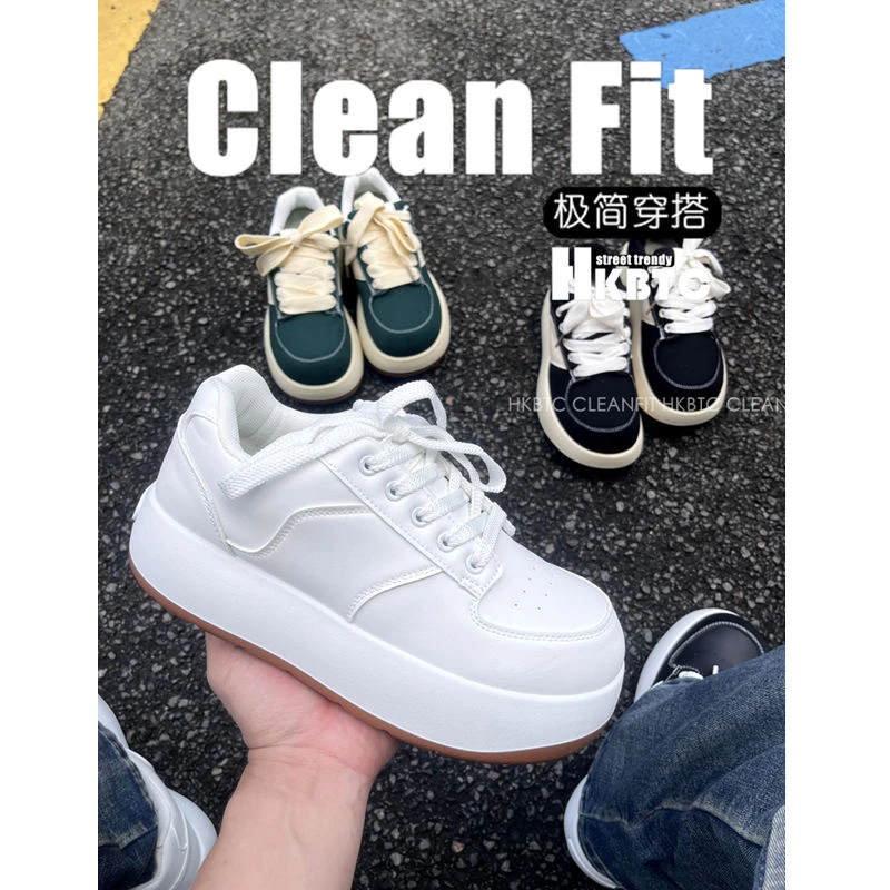 HKBTC/cleanfit2025新款丑萌低帮面包鞋男休闲增高板鞋夏季帆布鞋