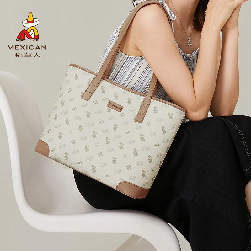 稻草人轻奢女包2025大容量上班通勤女士包包时尚百搭单肩包托特包