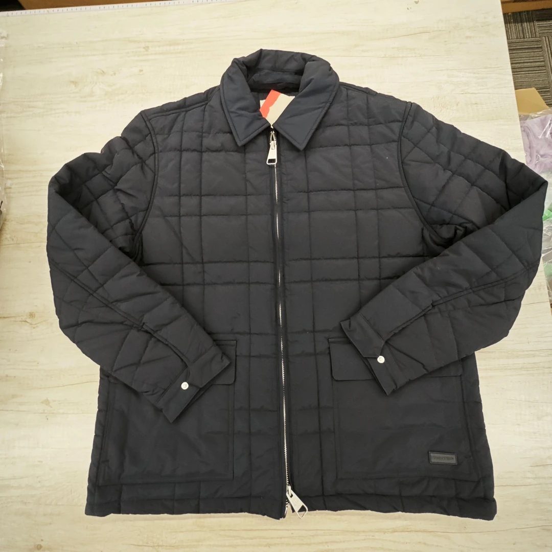 男款藏青色格子棉服加厚冬季