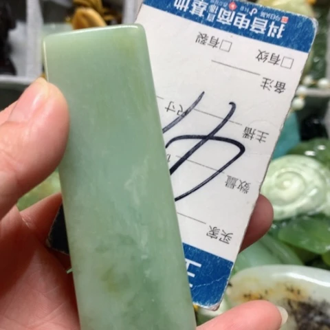 蛇纹石玉手把件未镶嵌昧*