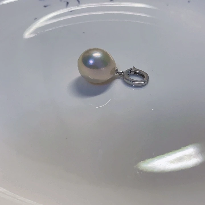 银S925镶嵌淡水珍珠吊坠(不含链)