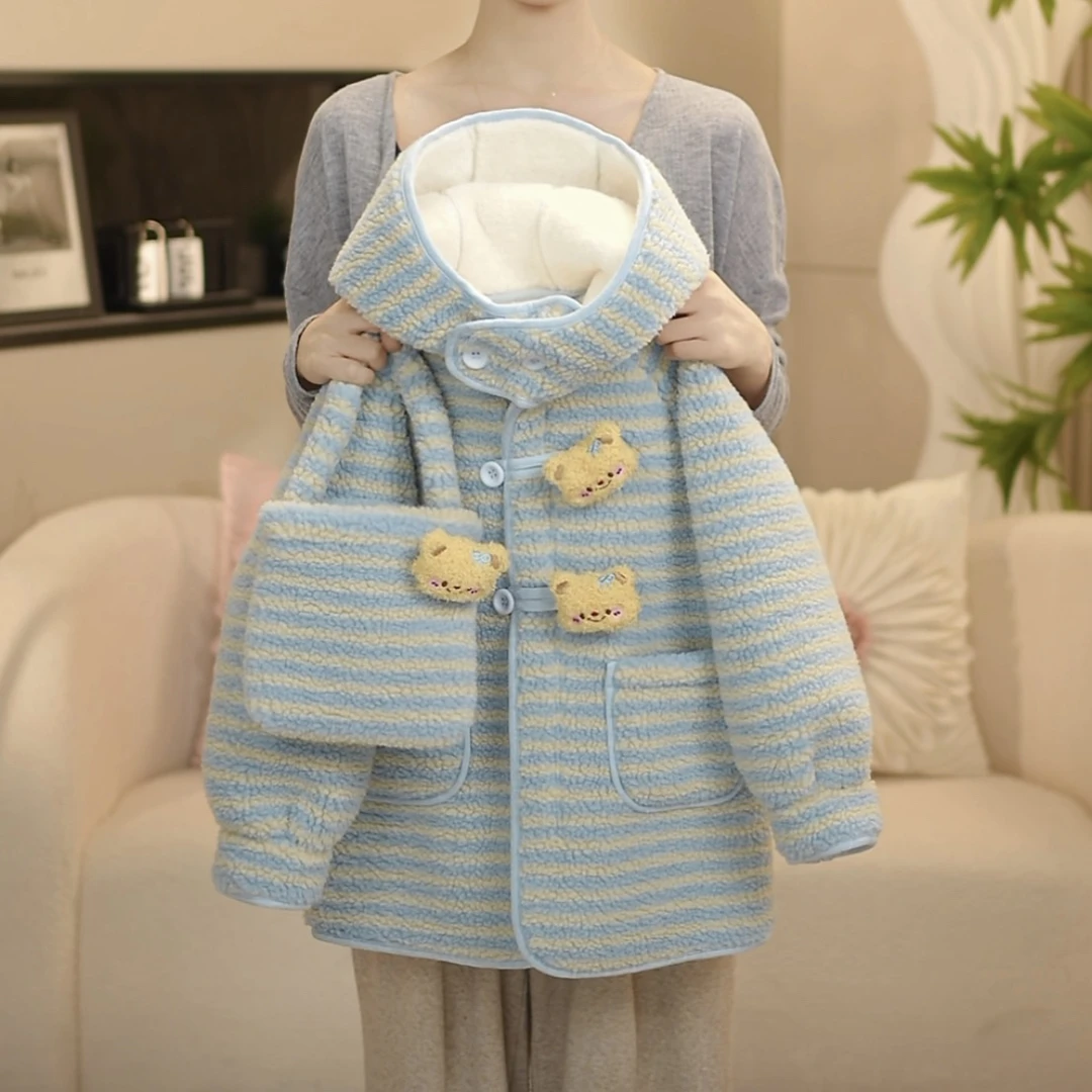 boboe/波波鹅2024冬季女童时尚可爱中长款加绒加厚外套--Y3862