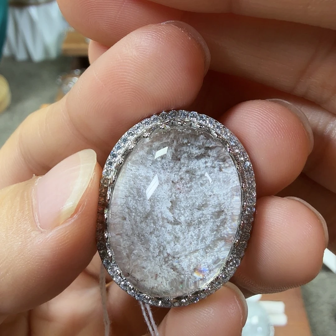 宝***大银S925镶嵌珠宝半成品水晶