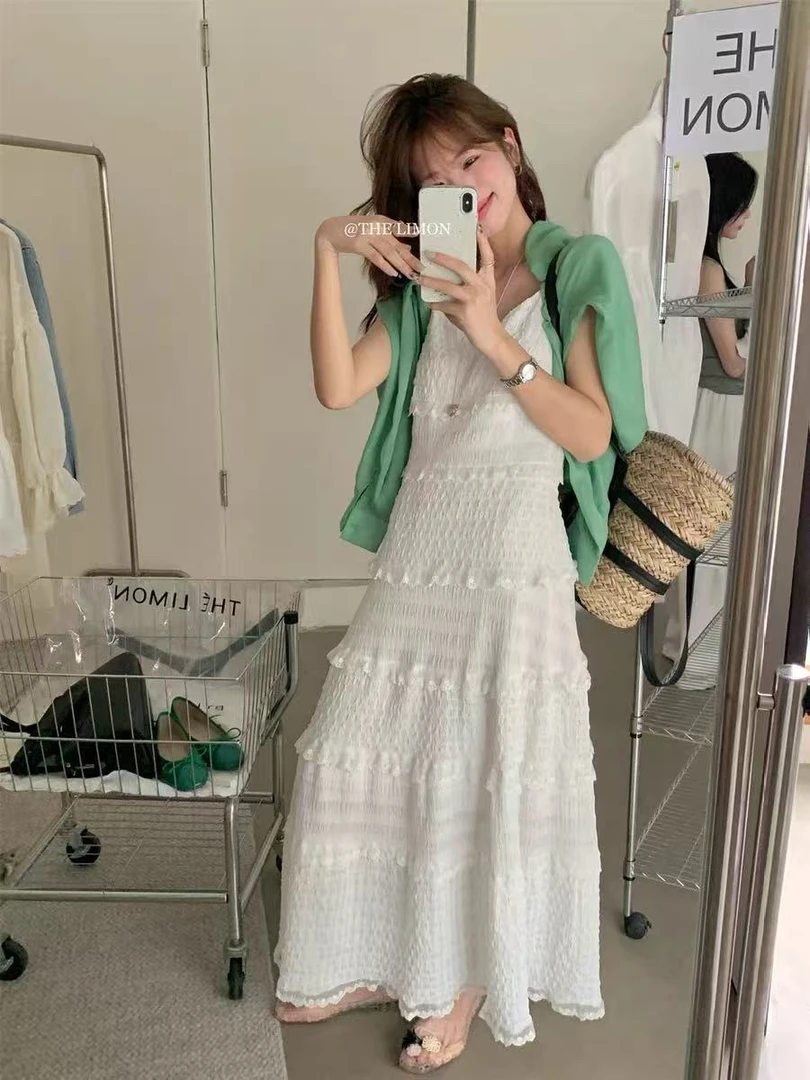 【初恋裙】重工垂感十足肩带可调节蛋糕吊带裙