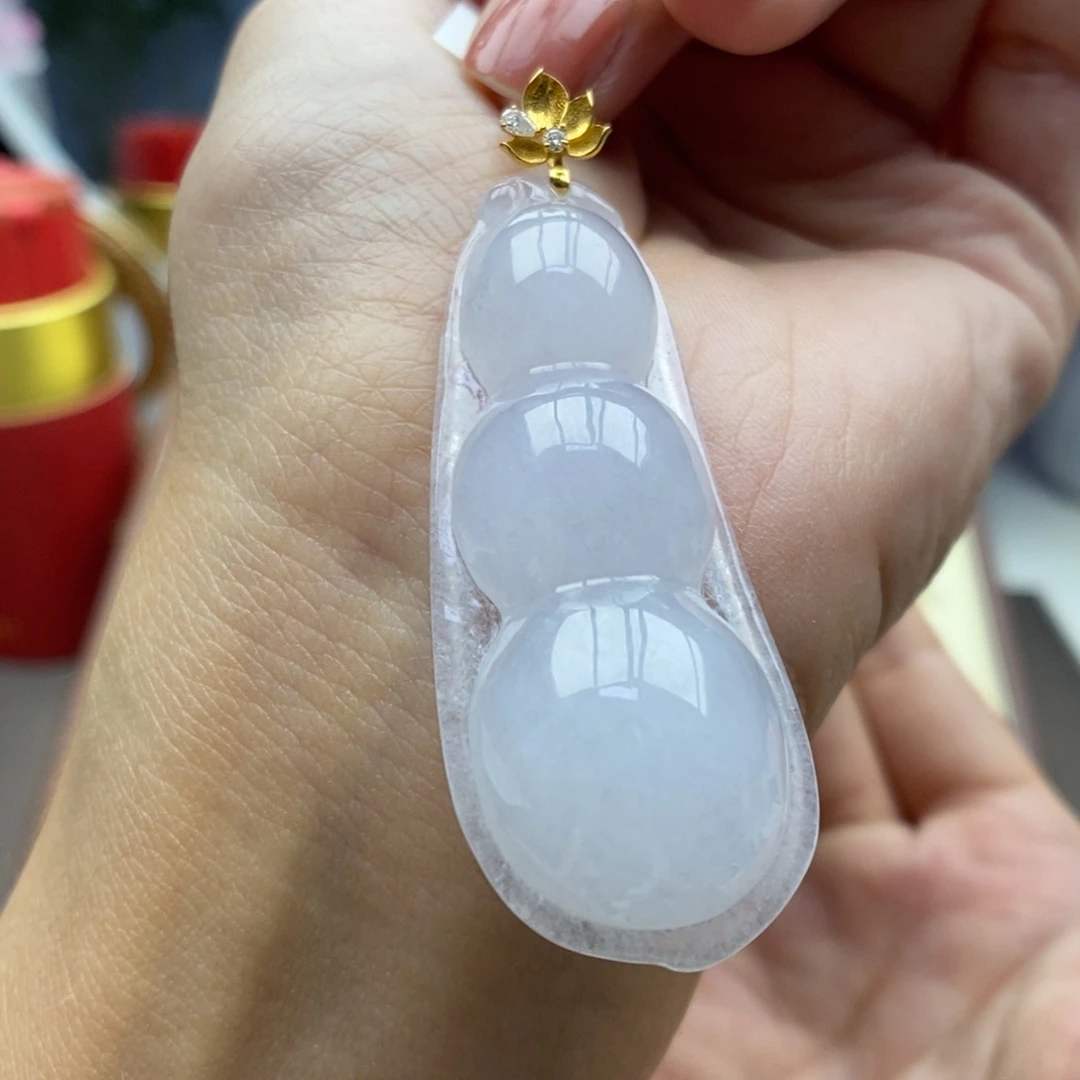 翡翠18K金镶嵌颈饰吊坠18